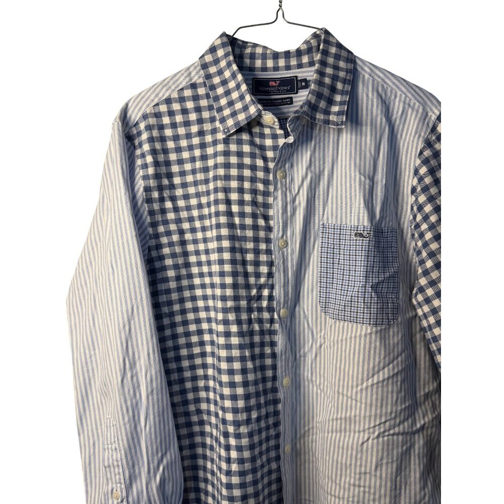 Vineyard Vines Mens Tucker‎ Shirt Medium Colorblock Gingham Striped Classic Fit